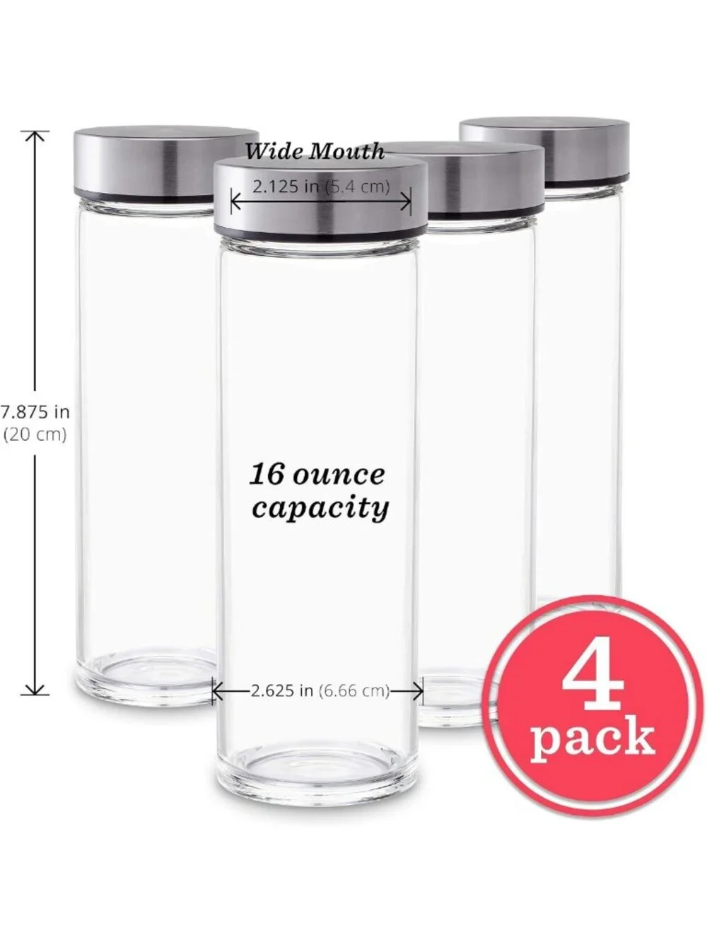 16oz Wide Mouth Glass Juice Bottles with Stainless Steel Lids - Eco-Friendly